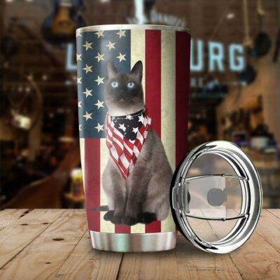 Siamese Cat American Flag 20oz 30oz Travel Tumbler TB1035